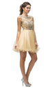 Manga Cap Crystal Beaded Vestido de Cóctel Dancing Queen 9149