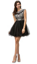 Manga Cap Crystal Beaded Vestido de Cóctel Dancing Queen 9149