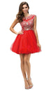 Manga Cap Crystal Beaded Vestido de Cóctel Dancing Queen 9149