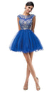 Manga Cap Crystal Beaded Vestido de Cóctel Dancing Queen 9149