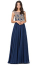 Vestido de fiesta largo de gasa con cuerpo de encaje bordado Dancing Queen 9266
