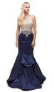 Vestido de sirena con volantes y cuerpo ilusión enjoyado Dancing Queen 9930