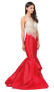 Vestido de sirena con volantes y cuerpo ilusión enjoyado Dancing Queen 9930