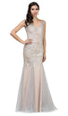 Vestido de fiesta de trompeta con cuello en V adornado Dancing Queen 9978