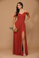 Vestido de gasa con manga volante, abertura frontal y bolsillos EVA 3447
