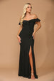 Vestido de gasa con volantes en los hombros y abertura frontal EVA 3438
