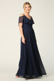 Vestido de dama de honor de gasa con hombros fríos y largo hasta el suelo EVA 3263