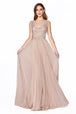 Vestido de novia linea a plisado y encaje metalizado de Ladivine HT011