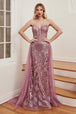 Vestido de tirantes con adornos y sobrefalda de tul de Ladivine J845