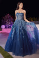 Vestido sin tirantes de tul en capas de Ladivine J852