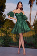 Vestido corto sin tirantes florales con manga puff KV1089 de Ladivine