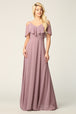 Vestido de dama de honor de gasa con hombros fríos y largo hasta el suelo EVA 3263