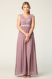 Vestido de encaje y gasa con mangas casquillo EVA 3161