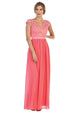 Vestido de encaje y gasa con mangas casquillo EVA 3161
