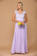 Vestido de encaje y gasa con mangas casquillo EVA 3161