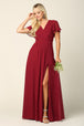 Vestido de gasa con cintura imperio, manga corta fluida y abertura frontal EVA 3413