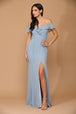 Vestido de gasa con volantes en los hombros y abertura frontal EVA 3438