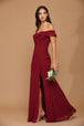 Vestido de gasa con volantes en los hombros y abertura frontal EVA 3438