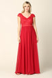 Vestido de encaje y gasa con mangas casquillo EVA 3161