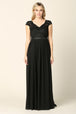 Vestido de encaje y gasa con mangas casquillo EVA 3161