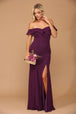 Vestido de gasa con volantes en los hombros y abertura frontal EVA 3438