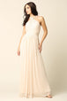 Vestido de gasa elástica con escote halter y cintura plisada EVA 3206