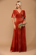Vestido de terciopelo con mangas acampanadas y bolsillos EVA 3432