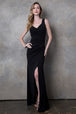 Vestido sin mangas de punto metalizado elástico con abertura frontal EVA 3436
