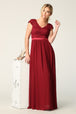 Vestido de encaje y gasa con mangas casquillo EVA 3161