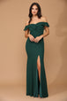 Vestido de gasa con volantes en los hombros y abertura frontal EVA 3438