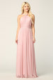 Vestido de gasa elástica con escote halter y cintura plisada EVA 3206