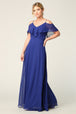 Vestido de dama de honor de gasa con hombros fríos y largo hasta el suelo EVA 3263