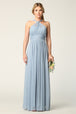 Vestido de gasa elástica con escote halter y cintura plisada EVA 3206