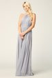 Vestido de gasa elástica con escote halter y cintura plisada EVA 3206
