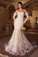 Vestido de novia sirena de encaje con mangas desmontables de Ladivine WL008