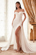 Vestido de novia drapeado hombros descubiertos con sobrefalda de Ladivine WN315